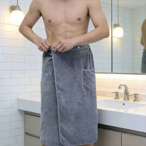 Wearable Mens Wrap Towel Pure Cotton Absorbent Quick Dry Lint Free Bath Skirt Household Use 26Y0126