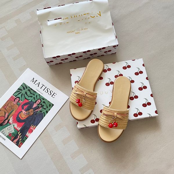 Luxurious designer flip-flops, Murakami Cherry slippers, flat-bottomed, comfortable and casual slippers for daily wear