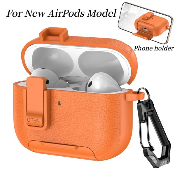 Phone Holder cortex Case For AirPods Pro 3 Bluetooth headset Cover For AirPods Pro 2 or AirPods 1 2 3 4 Pro Case With Hook 260127