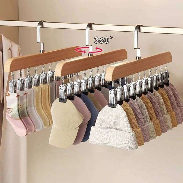 1pcs 12Clips Multi-function Wood Hanger High Quality Strong Wooden Storage Tie Socks Hanging No Trace Drying Rack 26Y0128