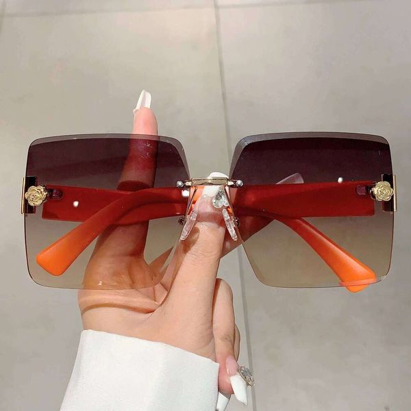 Kammpt Rimless Square Sunglasses 2024 New Oversized Stylish Gradient Multicolor…