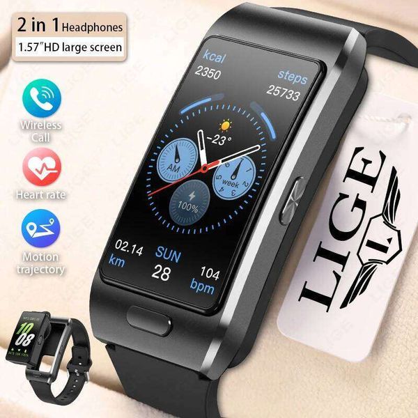 LIGE TWS 2 In 1 Men Women Smart Watch ECG GPS Waterproof Heart Rate Blood Oxygen Bluetooth Earphone Make Phone Calls 2025 New X260128