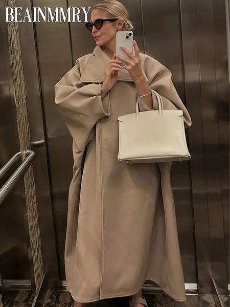 Women Solid Long Wool Blend Coat Fashion Stand — compare prices at CompareOffers