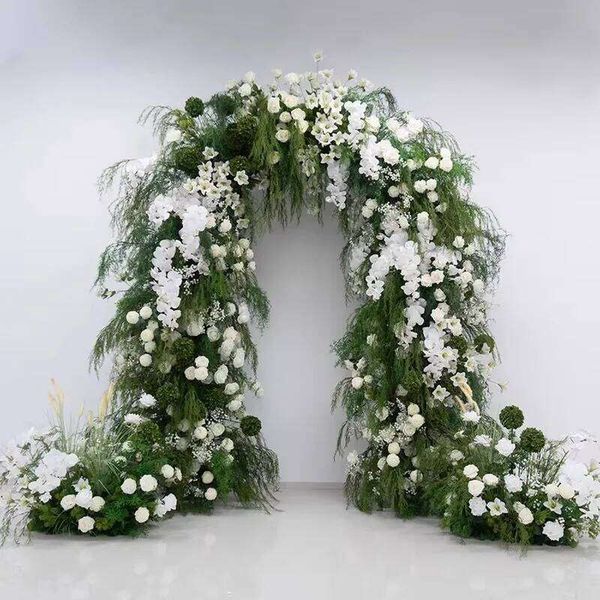 Customized Artificial Greenery Backdrop Mariage White Flower Arrangement Decoration Arch W260130