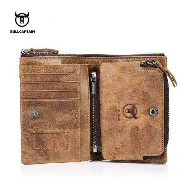 Bullcaptain Authentic Leather Men's Purse Small Retro Brand High Rfid New Short…