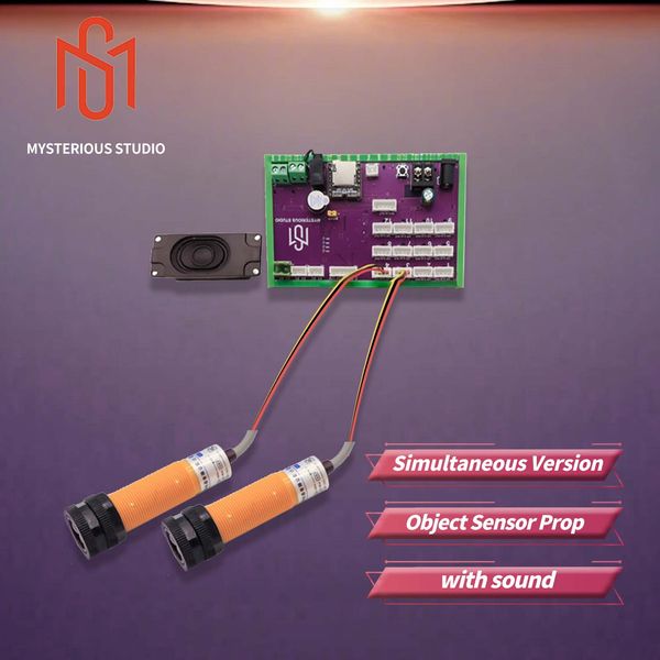 Mystery studio escape room prop object sensor when objects trigger the sensor simultaneously the lock will open.