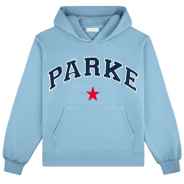 Parke Sweatshirt Womens 2026 Spring New Niche Designer Loose Cotton Hoodie with Classic PARKE Letter Applique Embroidery Parke Crewneck Pullover Hooded Sweater tn