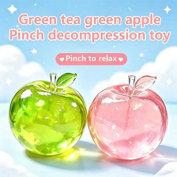 Green Apple Squeeze Toy Crystal Transparent Stress Relief Vent Fidget Toys Sensory Fidgets Toy Slow Rebound Plasticity Squeeze Q260801