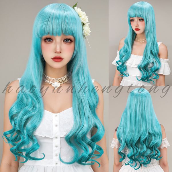 Women Daily Harajuku Straight Bangs Cosplay Lolita Wig, Lolita Curly Hair, 2D Sweet Wig