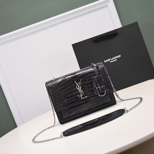 Luxury Designer Bag Women Shoulder Crossbody Prince Toothpick Pattern Color-Blocking Vintage Sunset22 Sunset Chain Bag-image