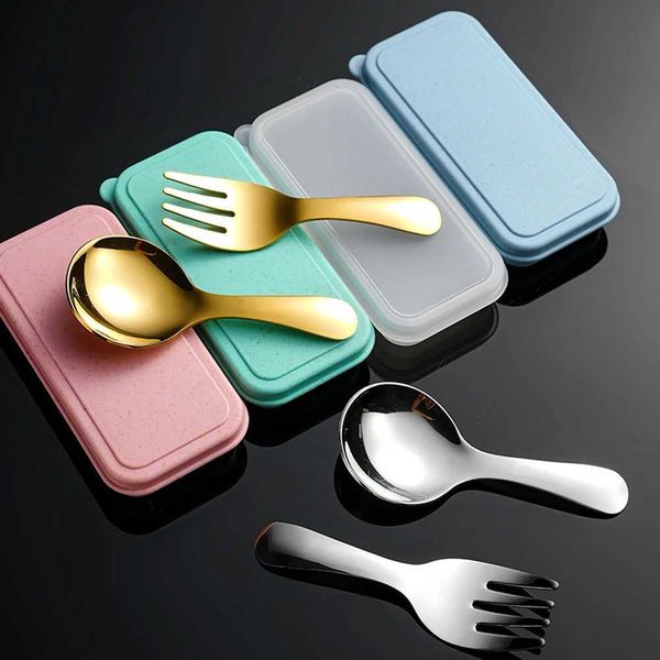 Outdoor Camping 304 Stainless Steel Portable Cutlery Set Lightweight Sturdy Tableware Dessert Spoon Fork Combination Kitchen X260814