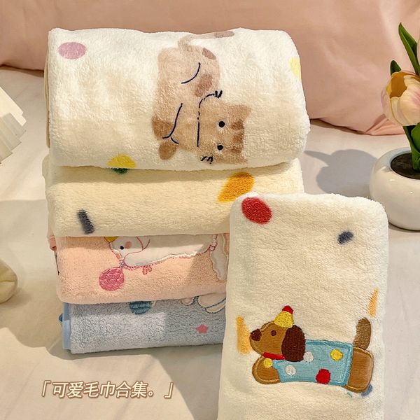 Coral Fleece Towel, Quick Dry Absorbent Hair Drying Hand Face Towel, Lint Free Bath Towel for Kids Students Girls Daily Use