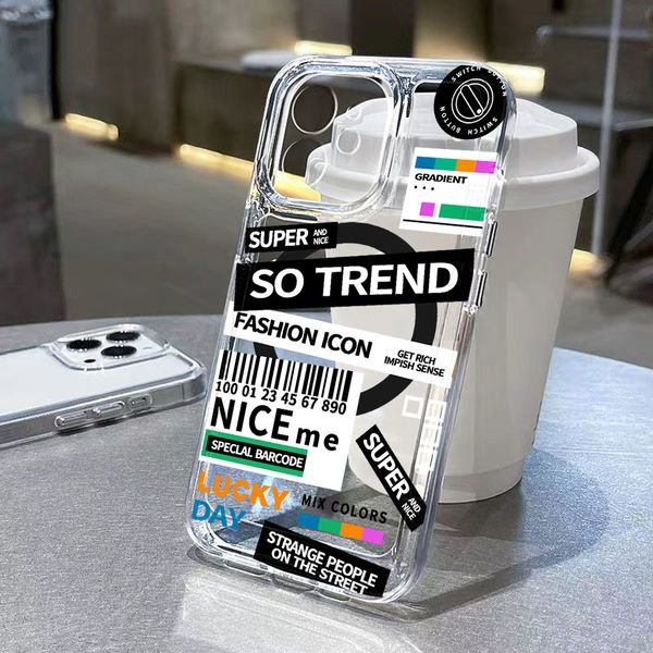 Transparent Silicone Phone Case For Samsung S25 Ultra Galaxy S26 Edge S24 FE S23 Plus S22 Protective Fashion Lable Funda Cover J260820