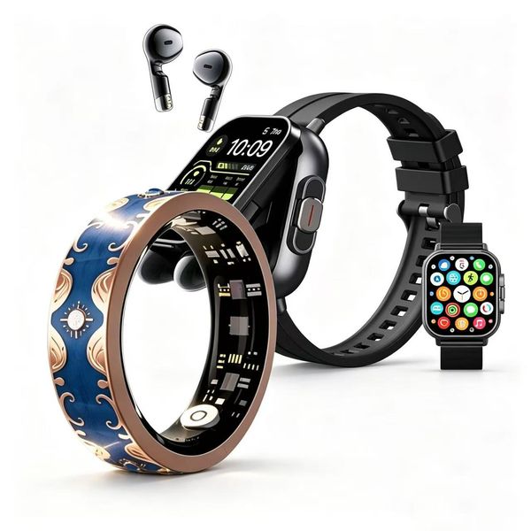 Smart Watch With Earbuds+Smart Ring 2Parts .2.01" HD 2 In 1 Smartwatch With 100…