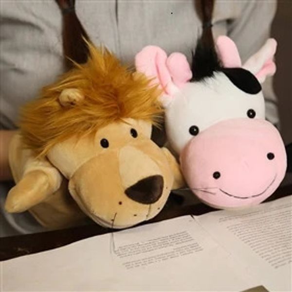 Hand Finger Puppets Cartoon Sheep Monkey Crocodile Dairy Cow Lion Plush Toy Party Supply Family Gathering Favorite Toy 260825