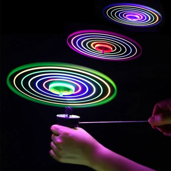 1PCS Luminous Flying Disc Propeller Toys LED Lighting Pull String Flying UFO Toy Spinning Top Outdoor Game Sports Toy Gift 260826