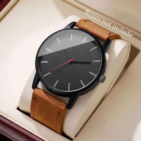 1/2PCS Simple Dial Business Es Casual Leather Strap Analog Quartz For Men Clock…