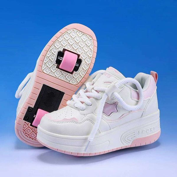 Boys' Leather Roller Skates Children Hidden Wheels with Multiple Functions Detachable Tide Casual Shoes