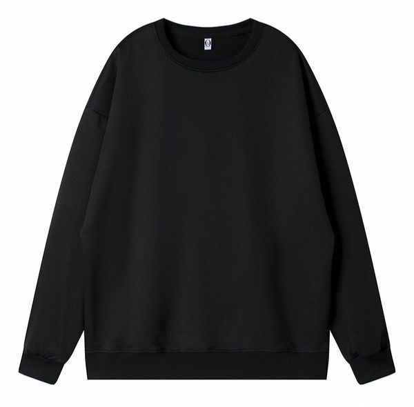 a679 Men and Women Thin Solid Color Loose Drop Shoulder Round Neck Sweatshirt Cultural Shirt Work Clothes