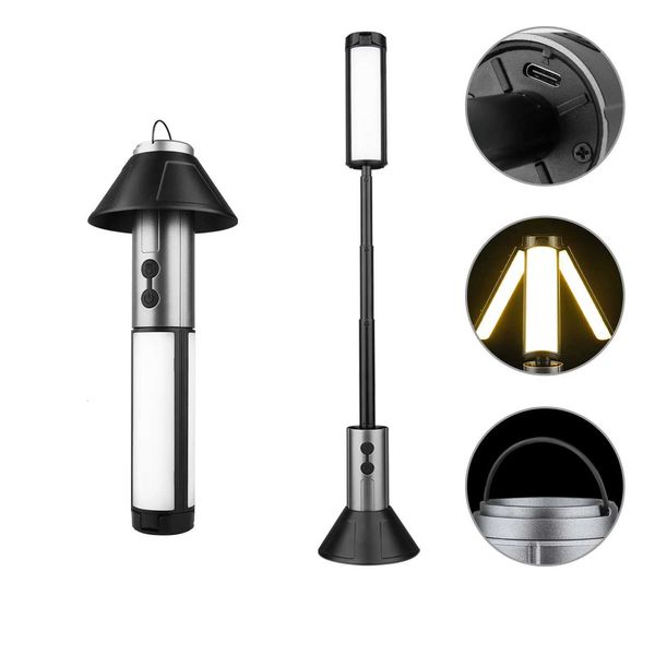Portable Telescopic Searchlight Folding LED Flashligh 3-head Rechargeable Outdoor Car Repair Working Camping Tent Light X260302