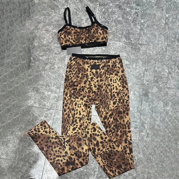 DHgate Stylish Vintage Yoga Suit Women Leopard Printed High Waist Pants Tank Tops Designer Gym Sporty Stretch Trousers Tracksuit sold by DHgate