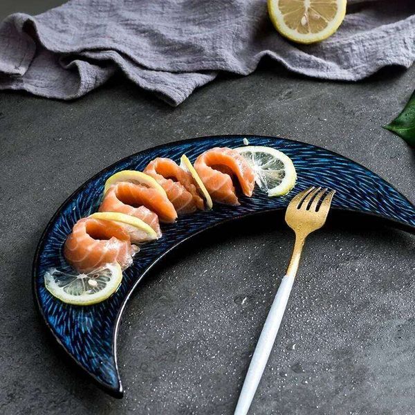 Retro Japanese-style creative ceramic moon plate special-shaped personalized sushi dishes set 26H0302