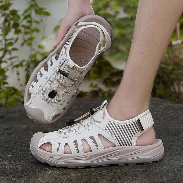 Summer Sandals Outdoor Breathable Beach Wear-resistant Non-slip Solid Colour Wading Thick Sole Low-top Shoes Men