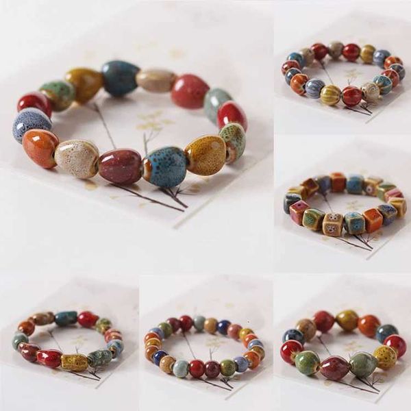 Ethnic Style Fashion Glaze Ceramic Beaded Dainty Bracelets Strand Bracelet Mult…