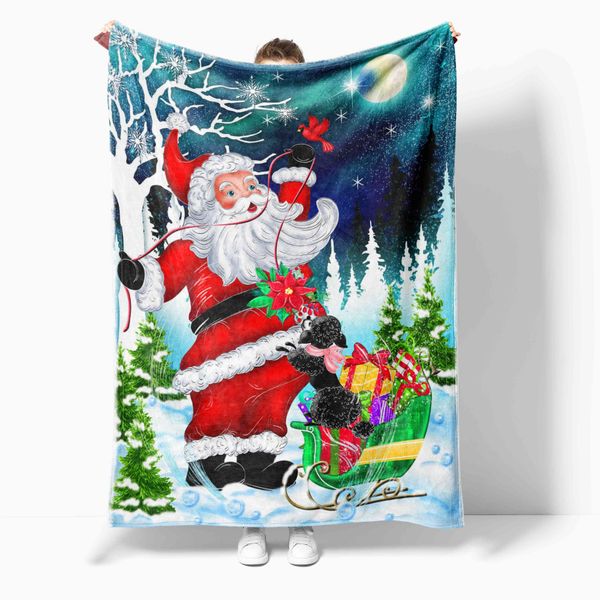 Multiple Sizes Available Christmas Print Flannel Blanket Reindeer Pattern Festive Decor Warm Cozy Sofa Throw-161-180