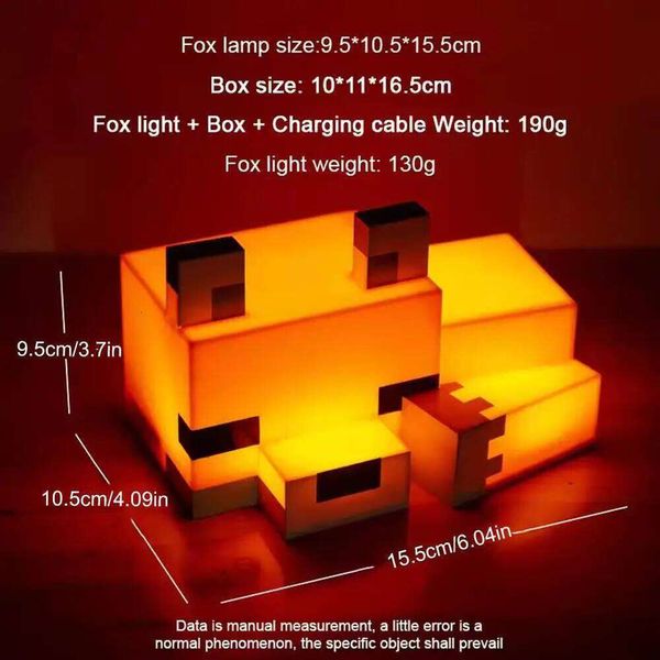 1/2pcs MC Game Cute Fox Night Light Soft Orange Glow Desk Home Atmosphere Luminous Table Lamp for Playrooms or Children Z260227