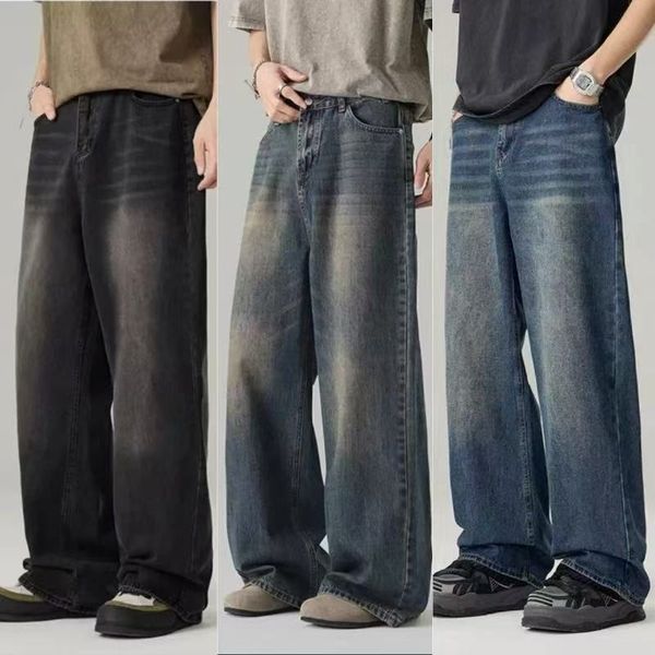 2026 Mens Jeans Southeast Asian Washed Wideleg Jeans Designer Pants Mens Vintage Distressed Loose Straight Pants