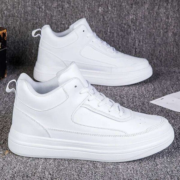 High Top Skateboard Sneakers PU Leather Outdoor Flats Fashion Cosy Lace Up White Casual for Men Vulcanized Shoes