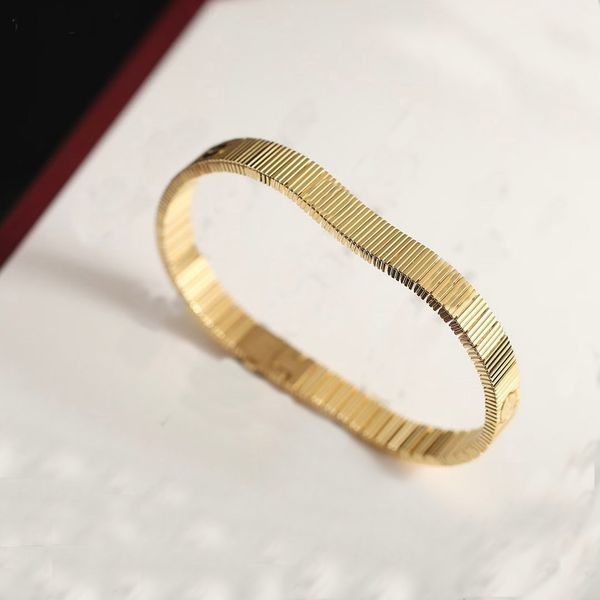 V gold material Luxury quality thick punk band bracelet for women wedding jewelry gift have clear stamp and top box PS3417-1 PS6424B
