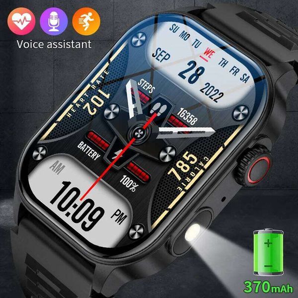 LIGE Men Smart Watch Flashlight IP68 Waterproof Watches BT Call 2.01'' Screen Health Monitor Outdoor Sport Smartwatch New 26H0304