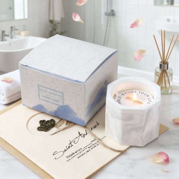 Water Ink Scented Candle in Gypsum Cup, Creative Gift, Aromatherapy for Bedroom Relaxation, Viral Trending Home Decor W260304