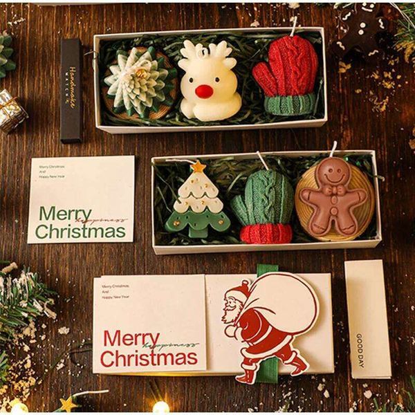 Scented Candles, Three-Piece Box, Gloves, Elk, Gingerbread Man, Aromatherapy, Friends, Warm and Creative Christmas Gift W260304 W260305