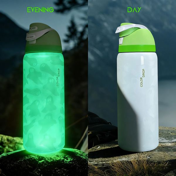 Owalaa Noctilucence Stainless Steel Water Bottle 32oz/945ml with Straw Insulated Cold Cup for Office Sports Travel Gift 260304