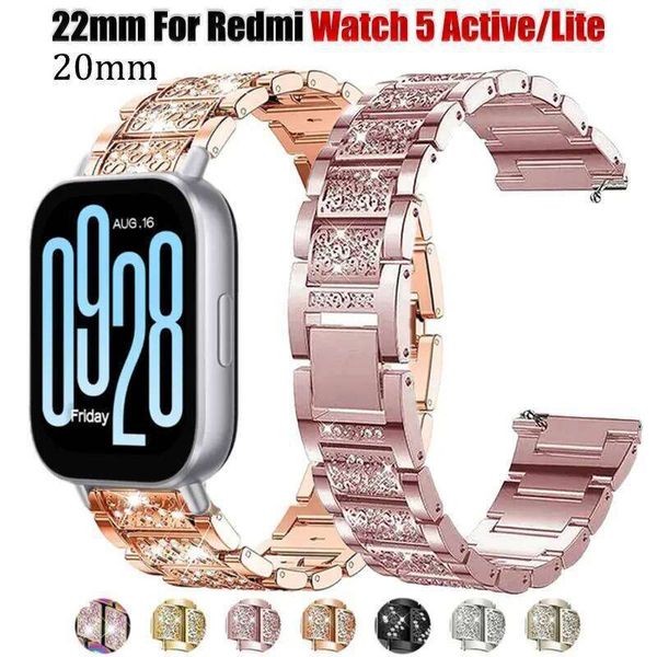 22mm 20mm Diamond Shiny Stainless Steel Strap Redmi 5 Active/lite Metal Bracelet for Galaxy Watch 7654 40/44MM H260305