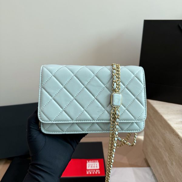 Designer Lambskin WOC Bag Gold Chain Crossbody