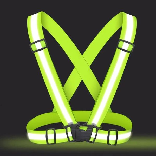 4X15CM Outdoor Supplies Reflective Elastic Vest Night Running Cycling Reflective-Cloth Adjustable Safety-Vest Riding Equipment 260306