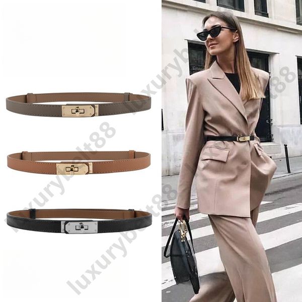 Kelly Belt Designer Belts Woman Smooth Buckle Belt Luxury Belt Gurtel Retro Thin Waist Belts Cowhide Leather Fashion Cintura Business Ceinture Width 2.0cm A6