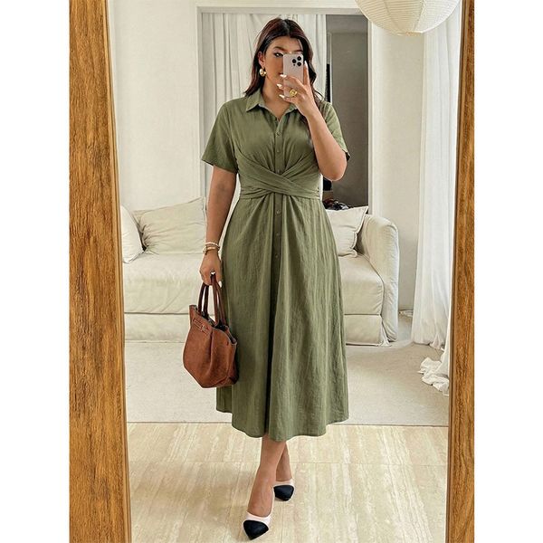 Q0113 large size olive green kinked shirt skirt, — compare prices at CompareOffers