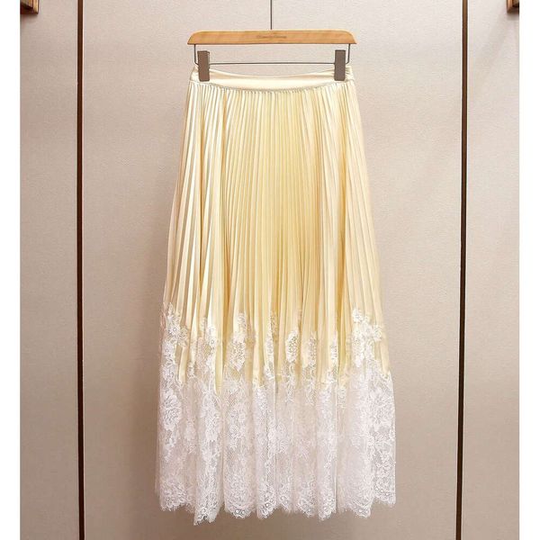2026 designer high-end women's clothing spring a20 new style French fashion design lace patchwork g20 pleated skirt