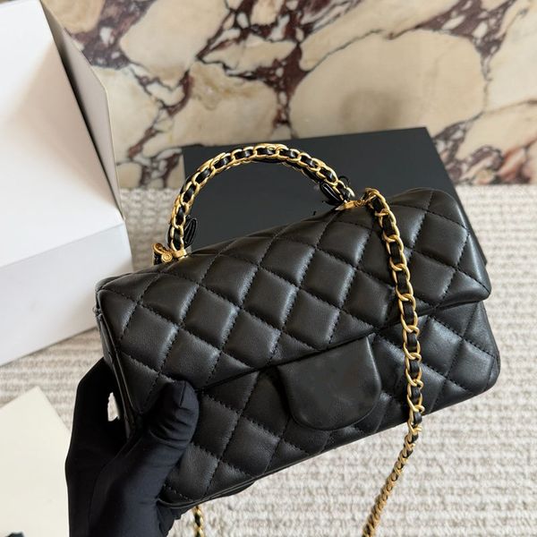 Black Lambskin CF Shoulder Bag