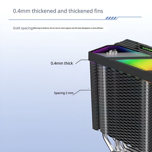 Digital display 4 copper tube CPU cooler, computer cooling case with temperature display, ARGB silent 5V 3-pin fan