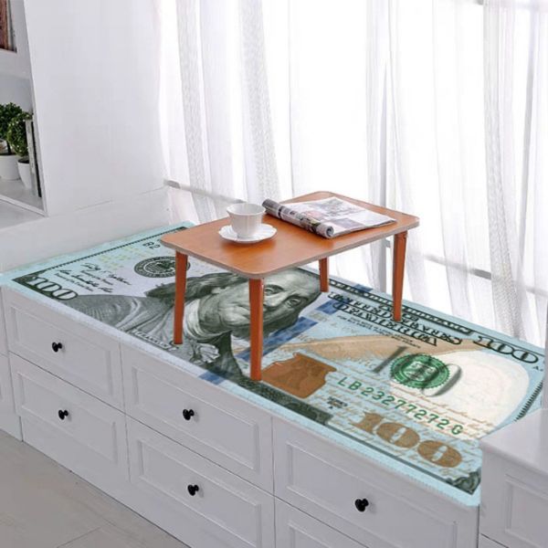 Non-Skid Home Decor: Unique Dollar Motif Area Rugs Perfectly Fit Beside Beds or Sofas