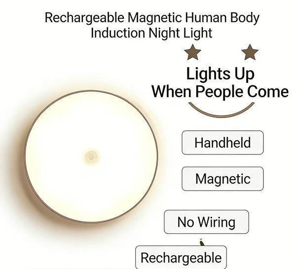 Motion Sensor Night Light, USB Rechargeable, Magnetic
Motion Sensor Night Light, USB Rechargeable, Magnetic