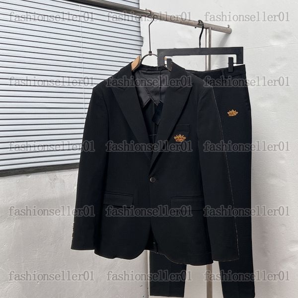 Designer Men's Blazers Suits Pants Classical Pattern embroidery badge Sets Western Clothing Jacquard patchwork Blazer Trousers Luxury Slim Fit Outwear