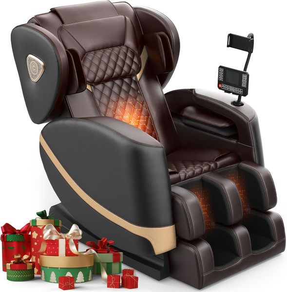 2025 Massage Chair Full Body, Zero Gravity Massage Chair with 10 Fix Rollers, Heating, Foot Massage, Auto Modes, Bluetooth Speaker, Touch Screen Controller