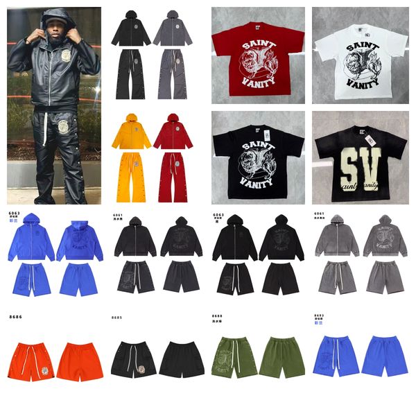 saint Vainty shirts Men's Shorts Designer Saint Vanity Shorts Streetwear Hip Hop Unisex Short Sleeve Summer High Quality Cotton shirts Vintage Print Letter